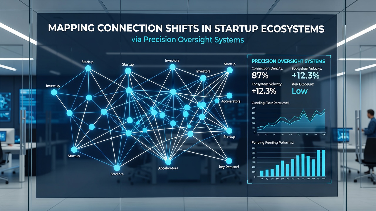 Network graph illustrating shifts in startup funding and talent connections over time